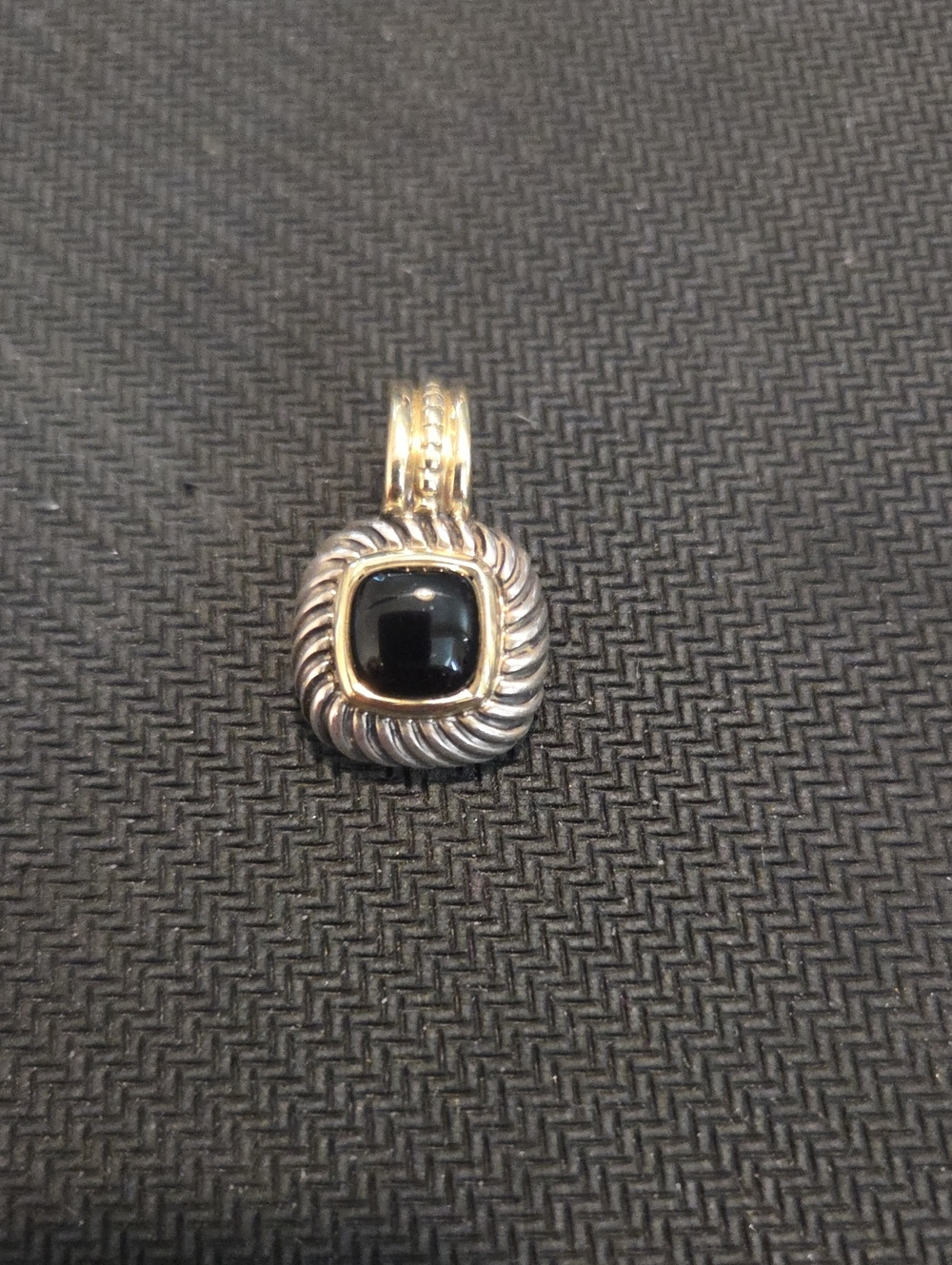 David Yurman Silver Cable Enhancer with Black Onyx and Gold Accents